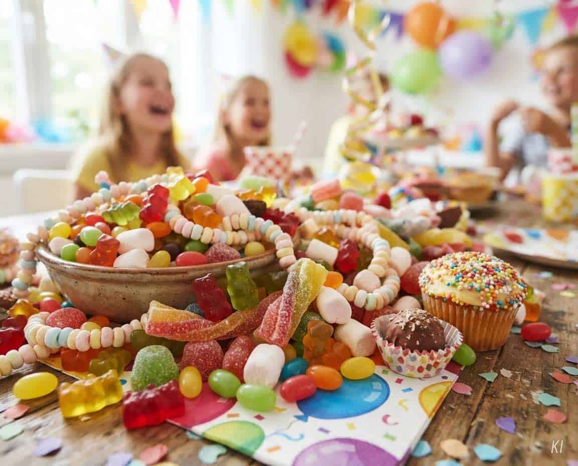 Bunte Kindergeburtstag Süßigkeiten