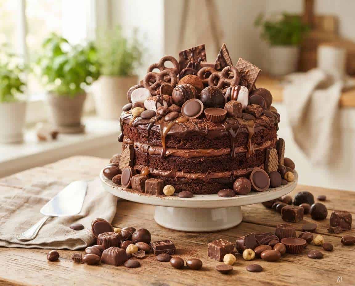 Süßigkeitenkuchen mit Schokolade Süßigkeitenkuchen mit Schokolade